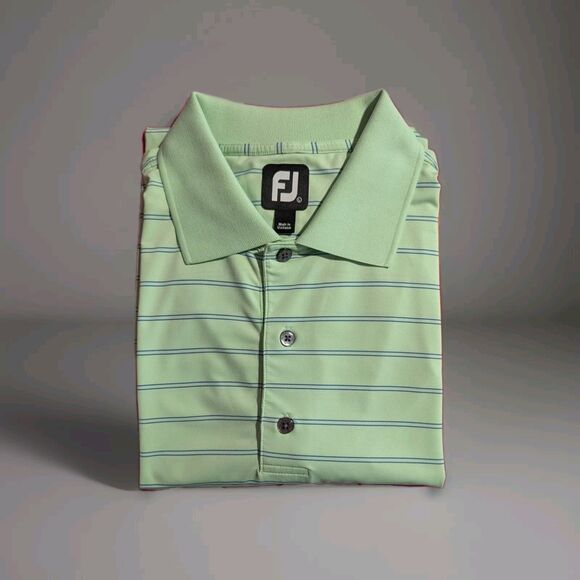 FJ Other - FJ FootJoy Polo Shirt Mens Size L Pale Green Striped Golf Shirt
